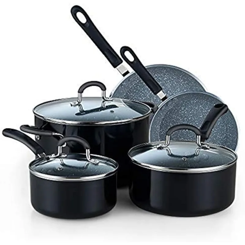 

Pots and Pans Nonstick Kitchen Cookware Sets include Saucepan Frying Pan Stockpots 8-Piece, Heavy Gauge, Stay Cool Handle