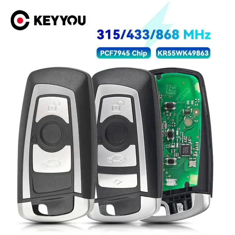 

KEYYOU 315/433/868 МГц дистанционный Автомобильный ключ KeylessGo для BMW 1 2 3 5 7 серии 2009-2016 CAS4 F система Fob KR55WK49863 pcf7945