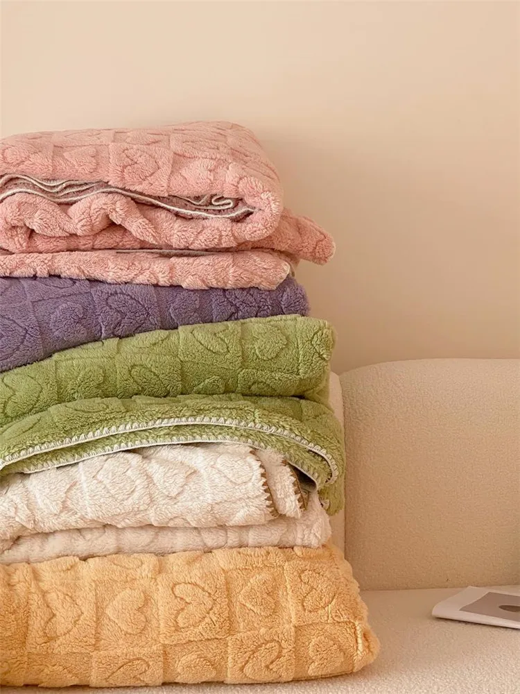 

Fluffy Solid Plaid Flannel Blankets for Beds Winter Warm Soft Coral Fleece Throw Blanket Sofa Bed Cover Bedspread On The Bed