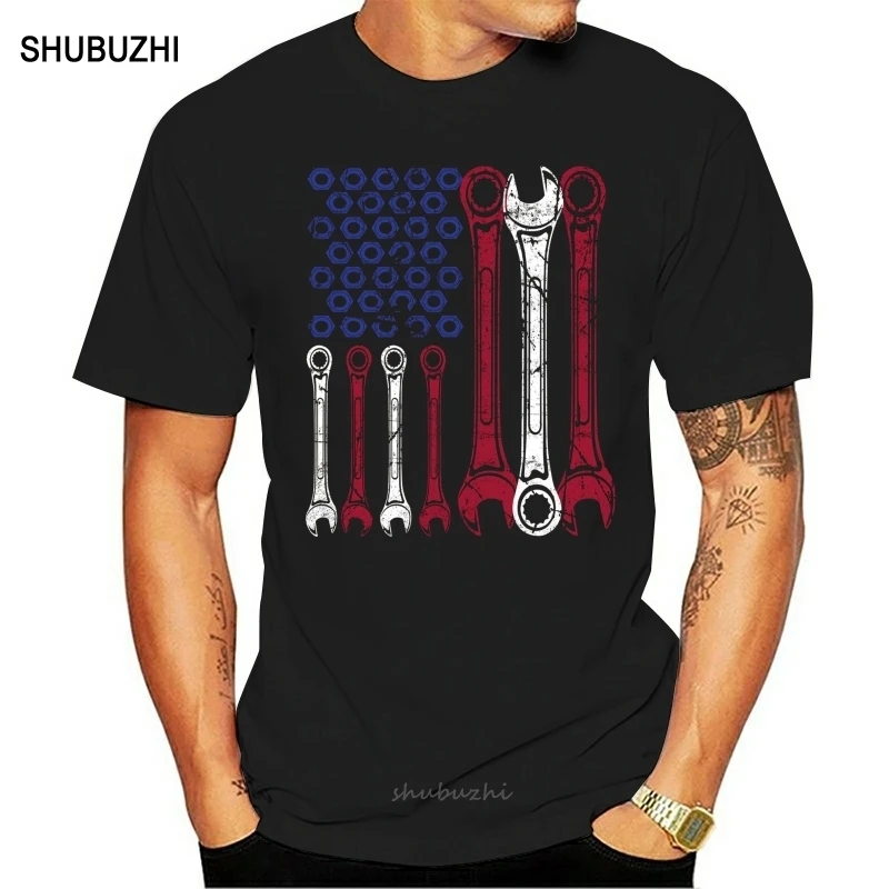 

Funny Men t shirt Women novelty tshirt Car Mechanic American Flag 4th of July Veteran T-Shirt