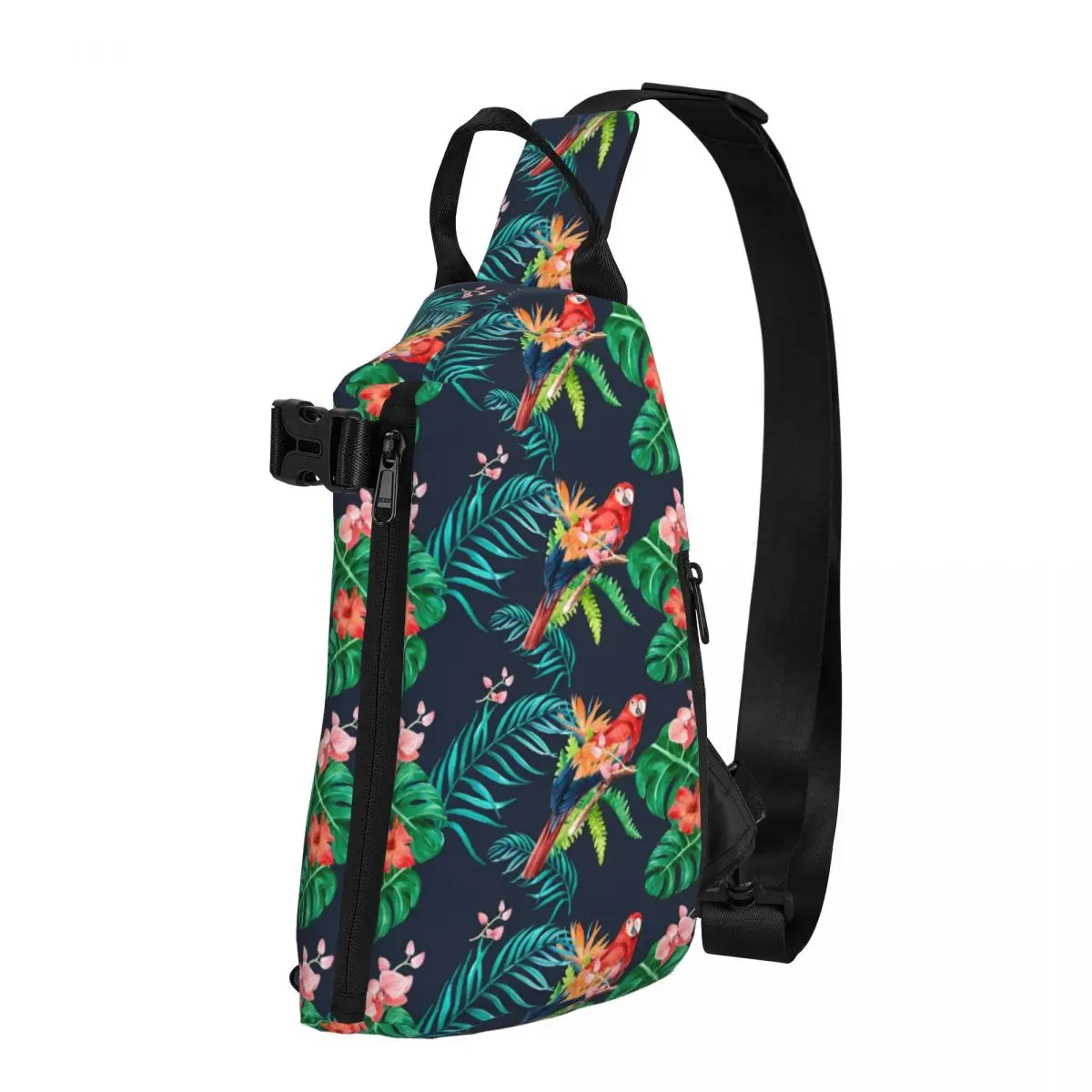 

Тропический цветочный гибискус, нагрудные сумки для женщин, джунгли, попугай, женская сумка через плечо для телефона, походные уличные слинг-сумки