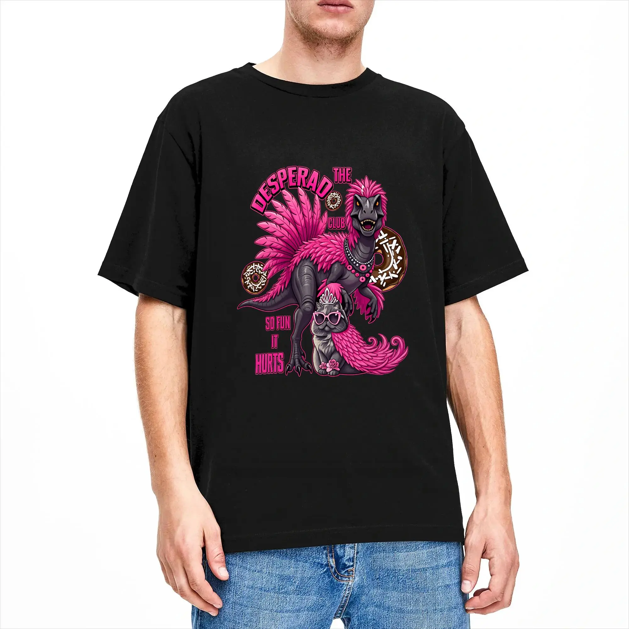Фото Футболка в стиле стритвир Summer Dungeon Crawler Carl Desperado Club Donut and Mongo, хип-хоп футболки, 100% хлопок, короткий рукав №2