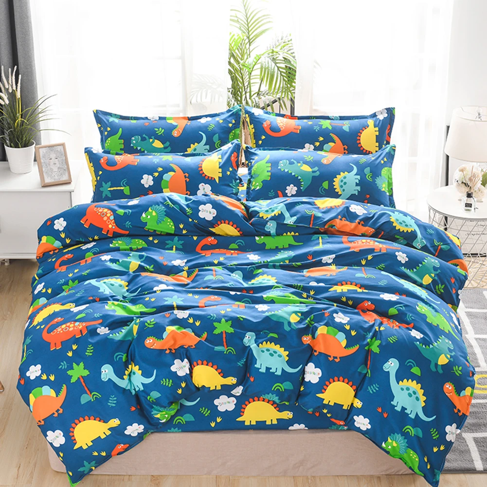 

3PCS Dinosaur Printed Duvet Cover Luxury Bed Set Soft Comforter Cover with Zipper Closure Blue Quilt Cover & Pillowcases