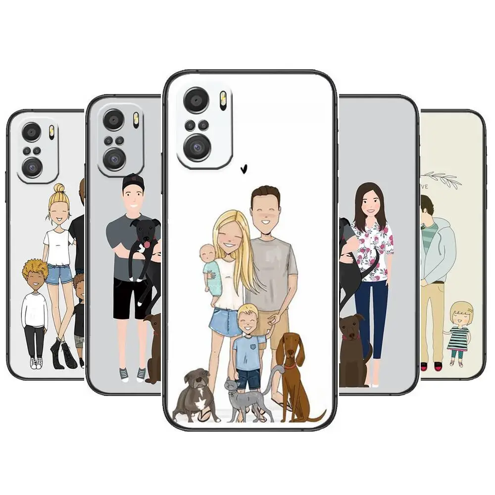 

family couple puppy Phone Case For xiaomi mi 11 Lite pro Ultra 10s 9 8 MIX 4 FOLD 10T 5g Black Cover Silicone Back Prett