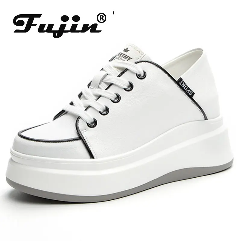 

Fujin 7.5cm Genuine Leather Ankle Boots High Brand Spring Flats Fashion Platform Wedge Hidden Heel Women Booties Autumn Shoes
