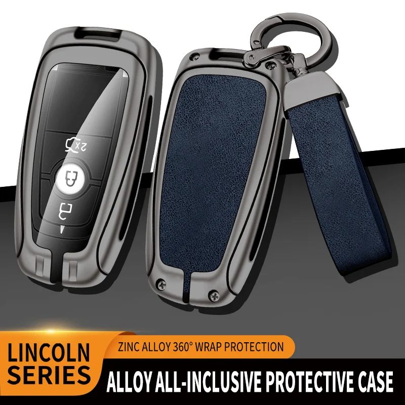 

Zinc Alloy Leather Car Key Bag for Lincoln Corsair 2022 2023 Z Nautilus Aviator Navigator Car Accessories