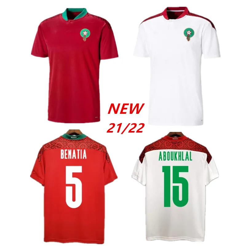 

2021/2022 Morocco national team football jersey Benatia Belhanda Karim-Ahmadi Khalid Boutaib Ziyeh 2021/2022 Morocco home and aw