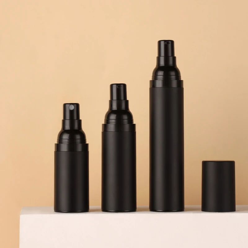 

15ml/30ML/50ML Black High-Grade Empty Airless Press Pump Cosmetic Bottles 1oz Lotion Cream Cosmetic Packaging Travel Bottles