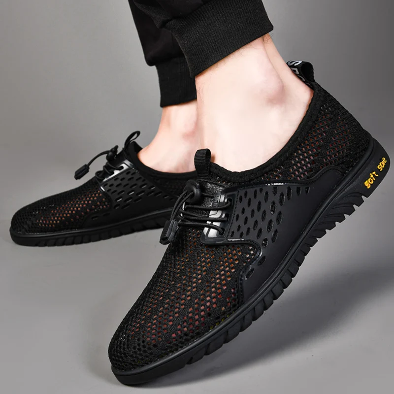 Сандалии мужские кожаные сетчатые роскошные дизайнерские для улицы