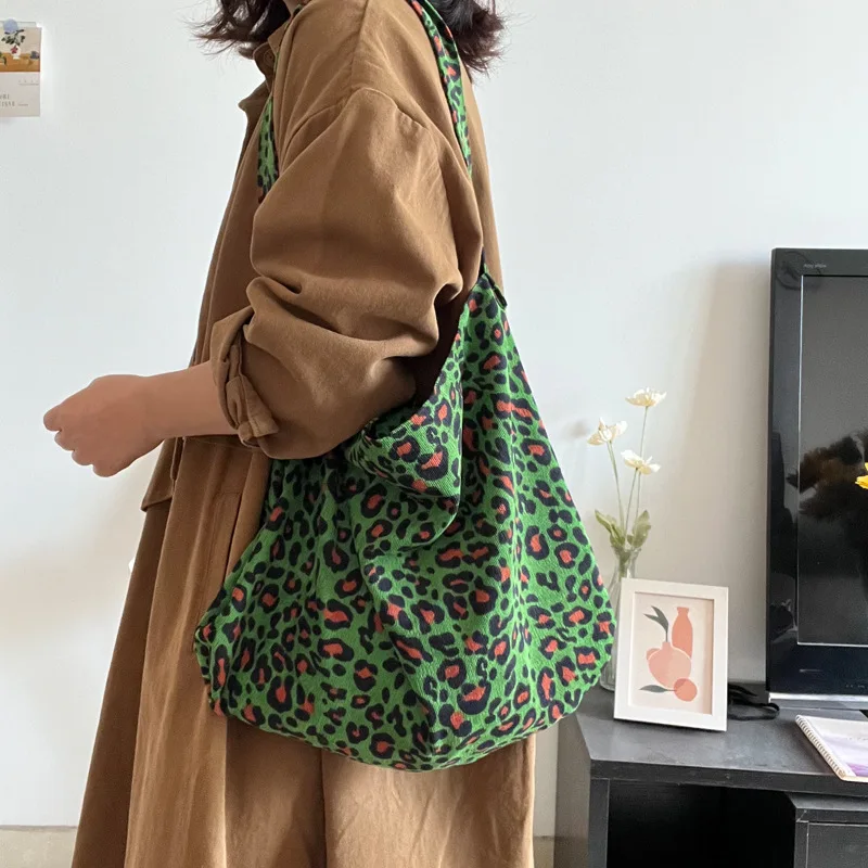 

Женская Вельветовая сумка через плечо с леопардовым принтом, Вместительная женская сумка-тоут, сумки для покупок, винтажные женские нагрудные сумки через плечо