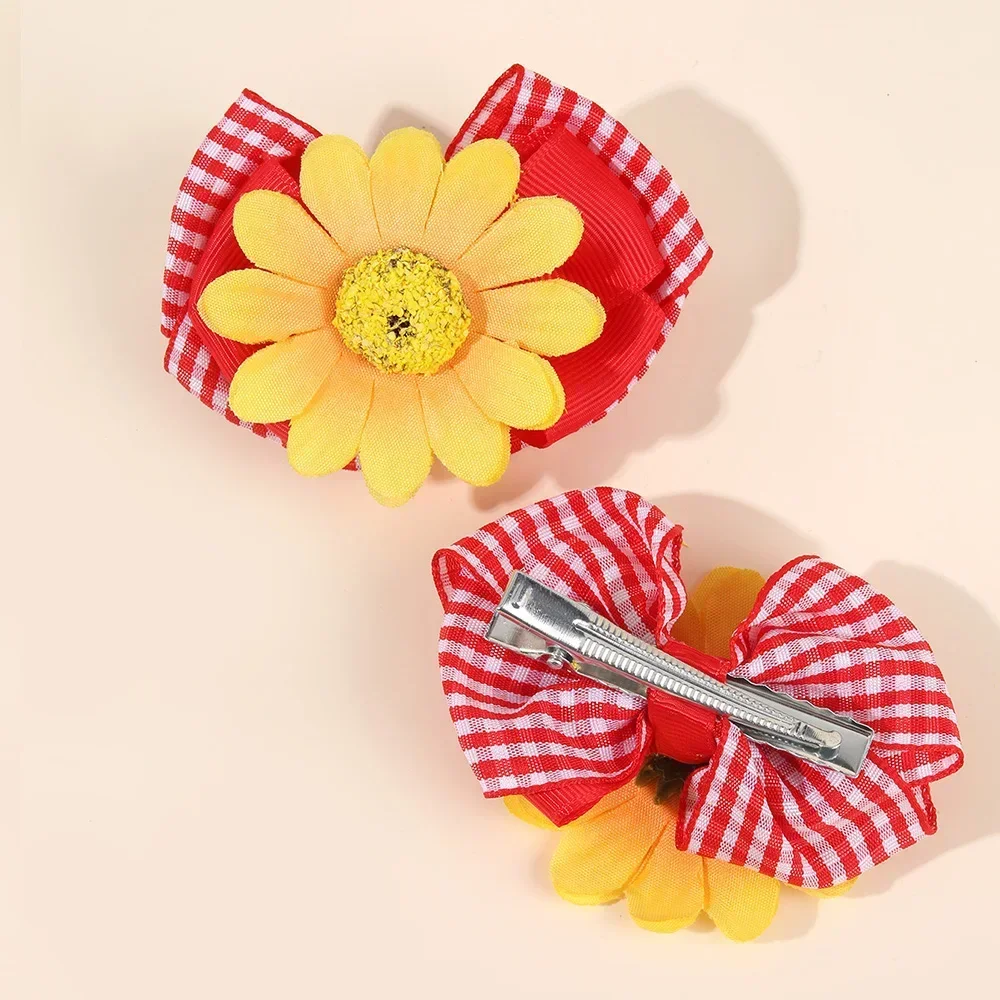 Oaoleer 2 шт. милые заколки для волос с цветком подсолнуха девочек ручной работы