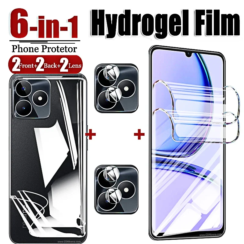 

6in1 Hydrogel Film for OPPO Realme C53 C55 C33 C30s C30 Full Curved Screen Protector Protection Camera Lens Tempered Glass
