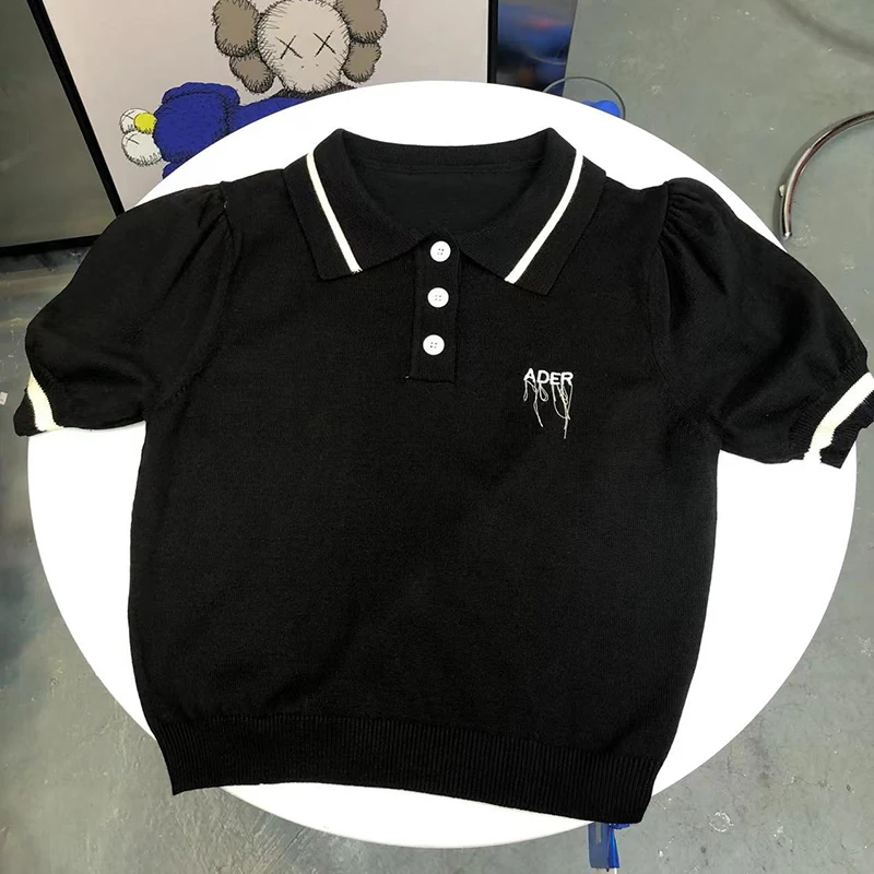 

Женская Летняя трикотажная футболка-поло с отворотом и коротким рукавом