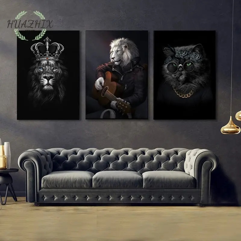 

Картина на холсте с животными, Лев, обезьяна, тигр, курительный постер, антроморфные настенные художественные картины для гостиной, домашний декор