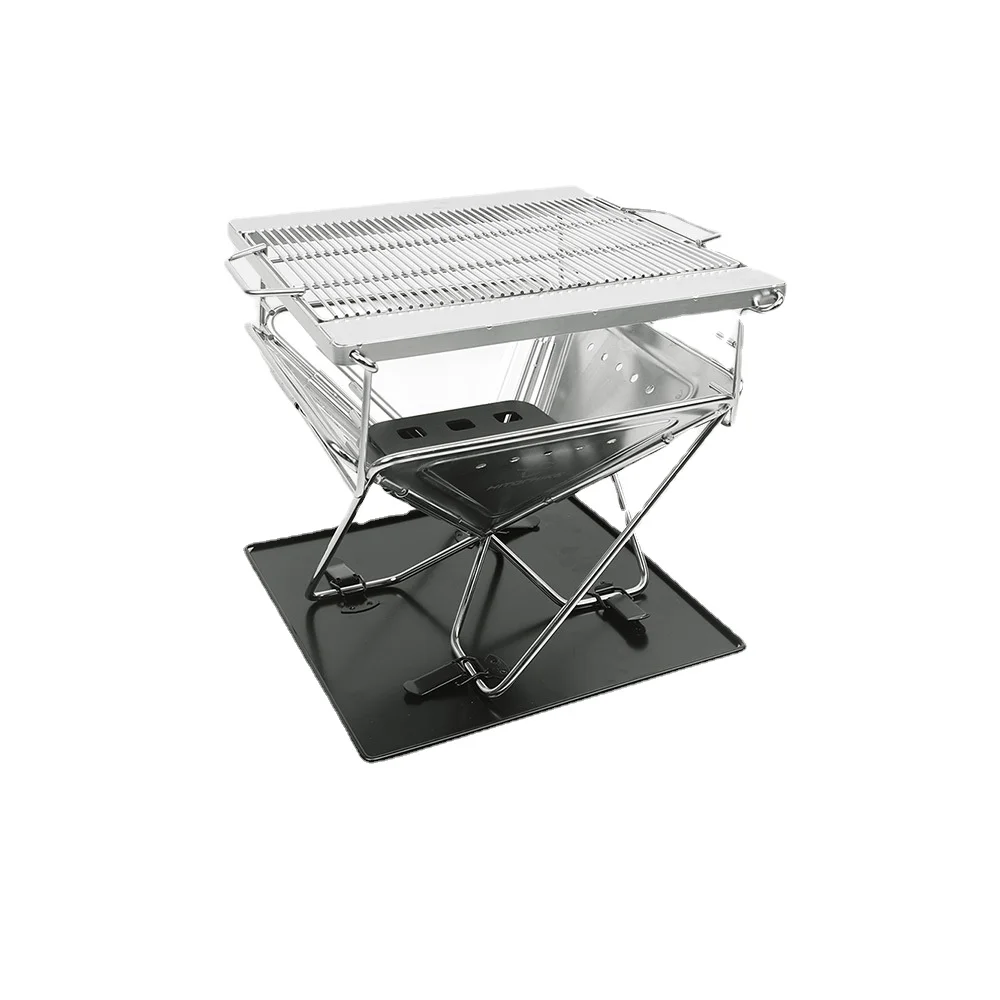 

Уличный складной утолщенный гриль для барбекю из нержавеющей стали, полка для барбекю для кемпинга, полка для гриля с углем, полка для плиты