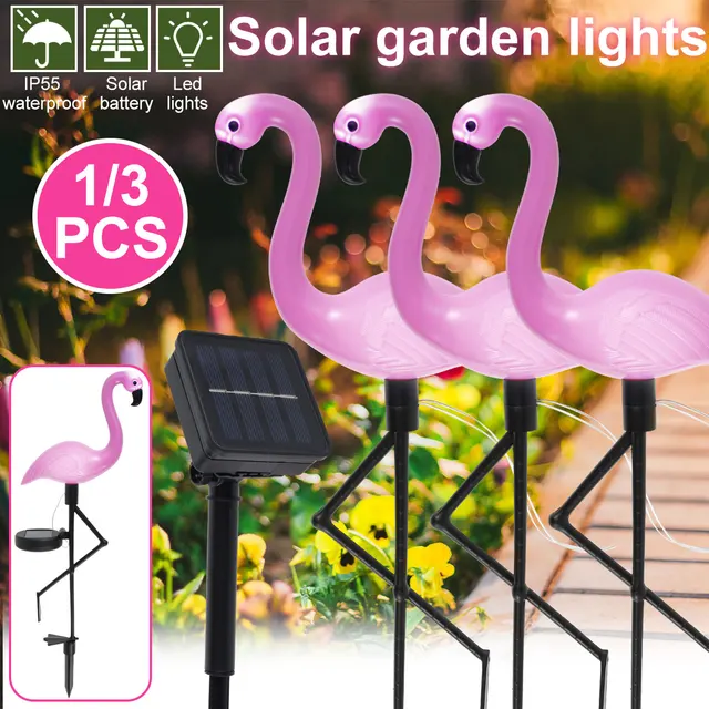 Solar Flamingo Light IP55 Waterproof LED Pink Flamingo Stake Light Landscape Ground Lamp for Outdoor Garden Park Pathway 2023 2