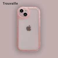 trouvaille clear phone case for iphone xr xs x 11 12 13 pro max case transparent candy color silicone cover full lens protection