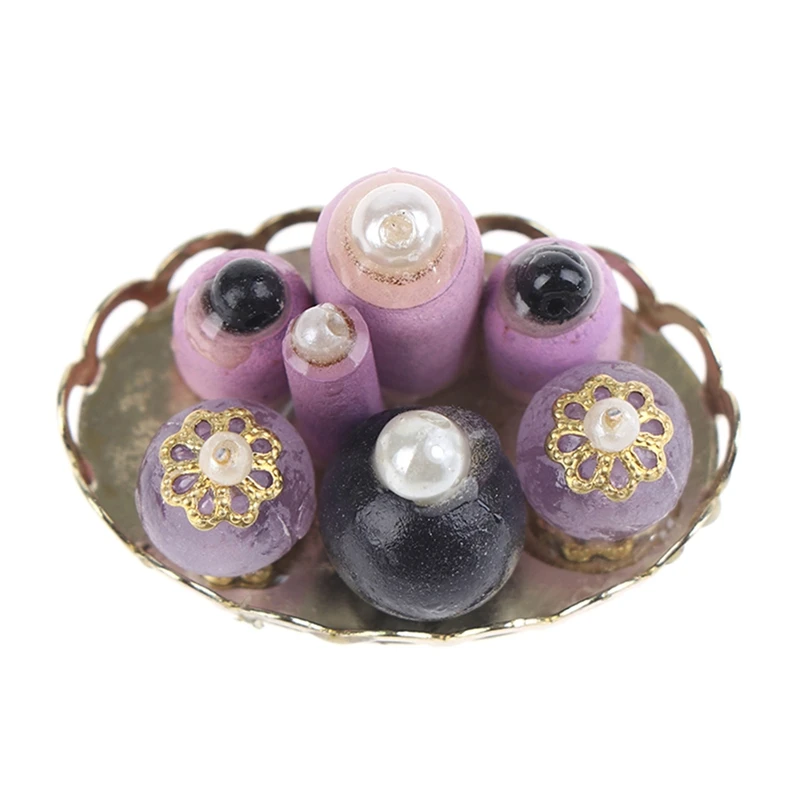 

FBIL-1/12 Dolls House Purple Perfume Tray Miniature Furniture Fabric Model Mini Dollhouse Bedroom Bath Room Furniture