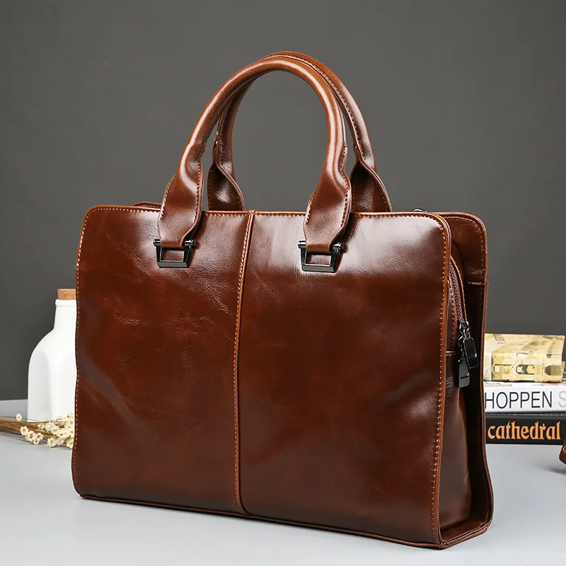

Laptop Briefcases for Men Bags Business Messenger Bag Vintage Crazy Horse Artificial Leather Handbag Casual Shoulder Bags Man