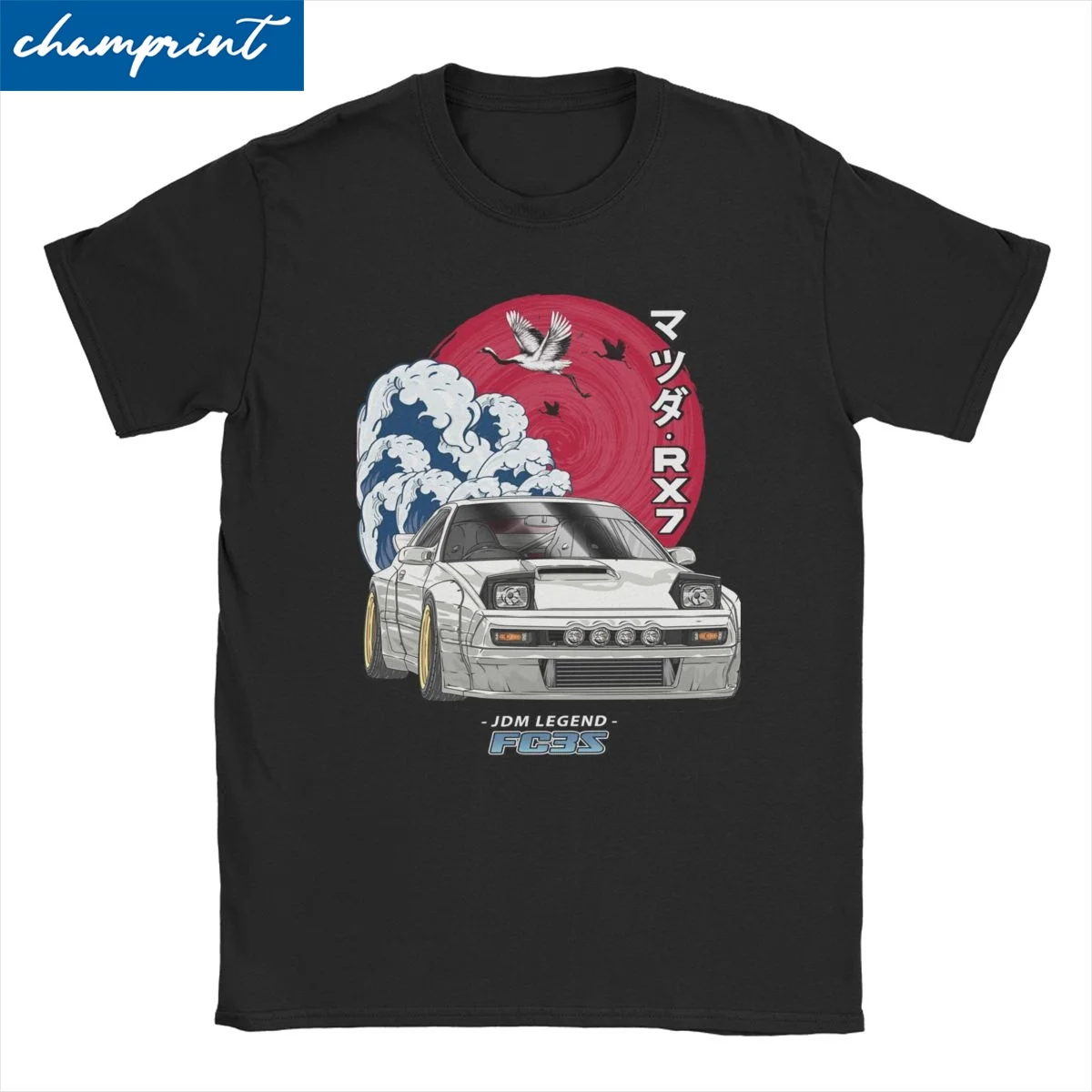 

Vintage JDM RX-7 Drift T-Shirt Men Women's Round Neck 100% Cotton T Shirt Initial D Anime Short Sleeve Tee Shirt Party Tops