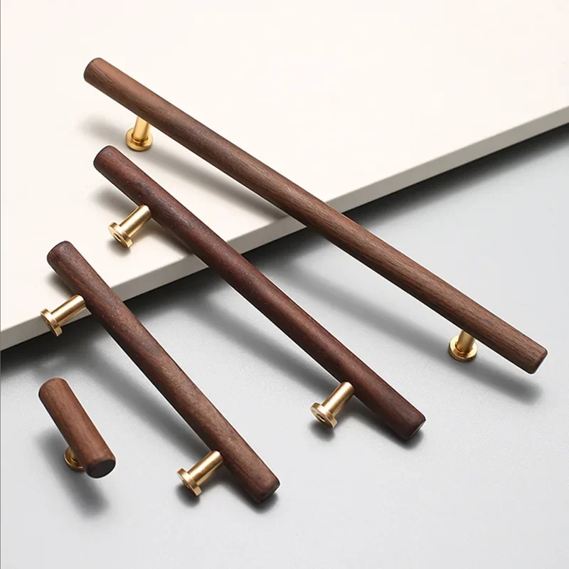 Латунная ручка шкафа из орехового дерева для мебельного ящика массива легкая