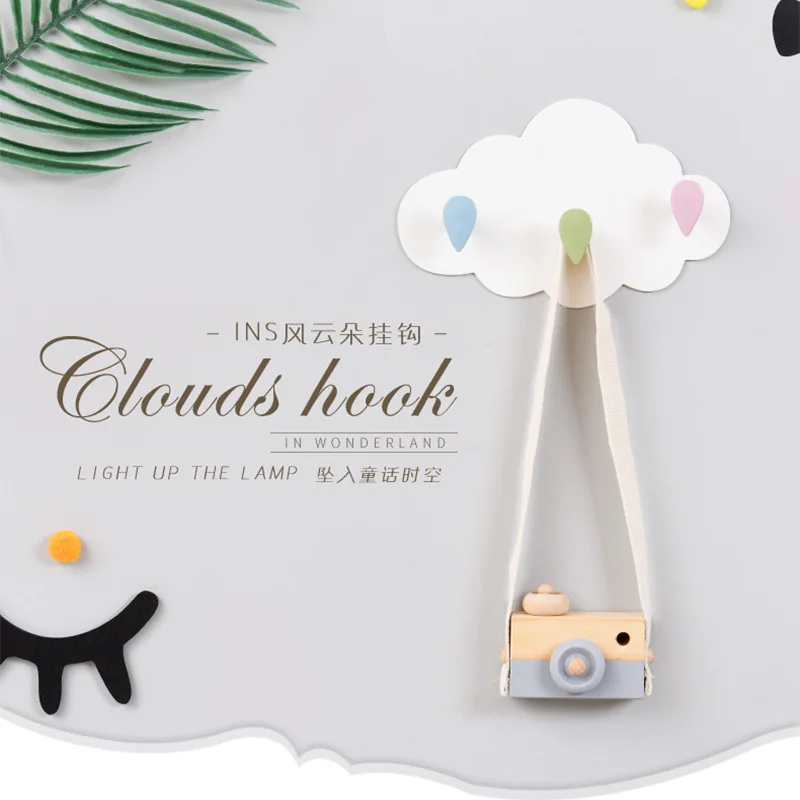 

Cloud Shaped Traceless Three Hooks Behind The Door Bedroom Cabinet Bathroom Nail Free Sticky Hook Decorative White Plastic Hook