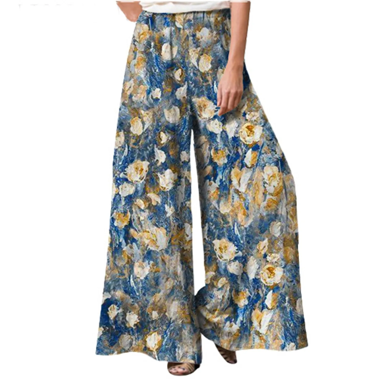 

Женские длинные брюки, богемный костюм для бега и йоги с карманами, повседневные Прямые свободные широкие брюки, женские брюки большого размера