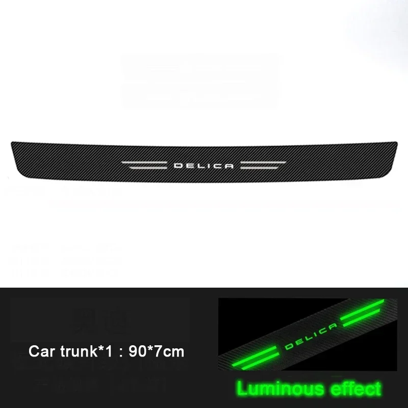 

Светящиеся наклейки на пороги автомобиля для Mitsubishi Delica, порог с логотипом, полоски на бампер, защитные полоски багажника, аксессуар для защиты входа