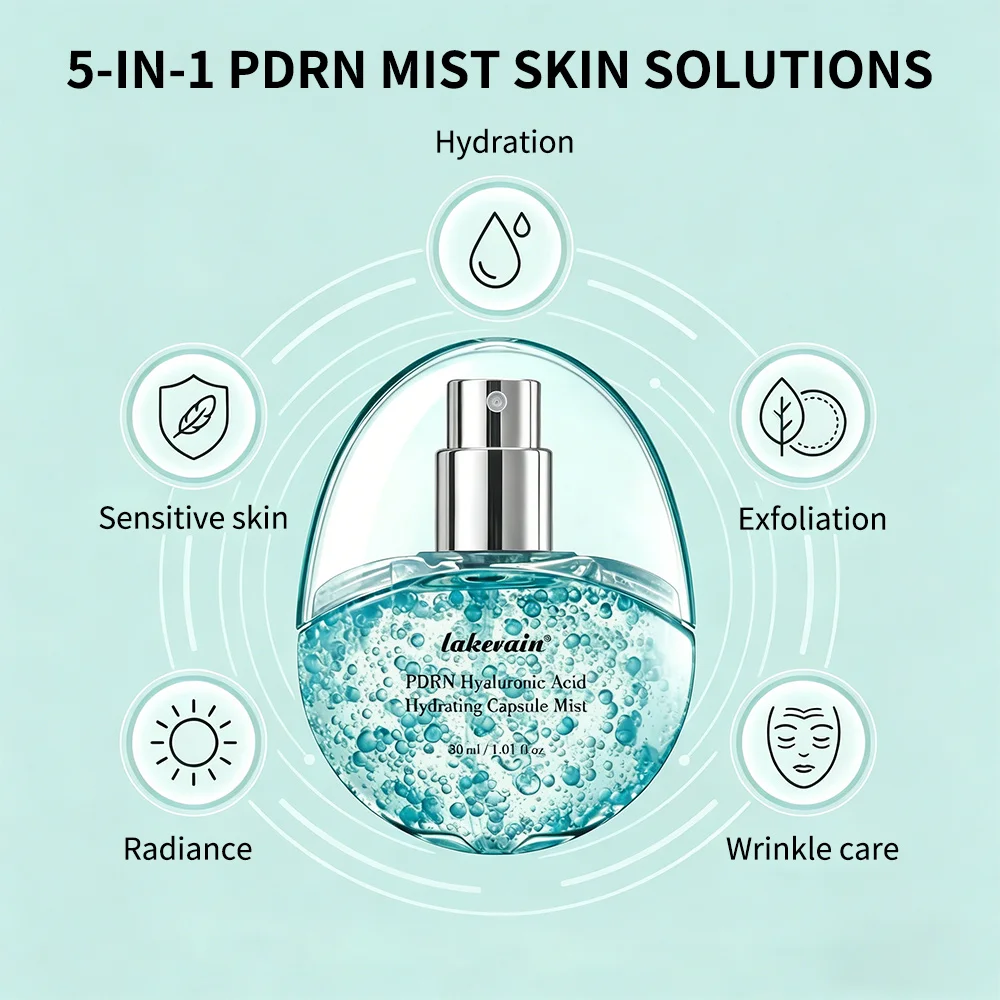 Фото 30 мл PDRN Collagen Glow Facial Serum Spray: Увлажняющий спрей-мист для лица, глубоко увлажняющий, смягчающий и разглаживающий кожу. Корейская косметика. №5