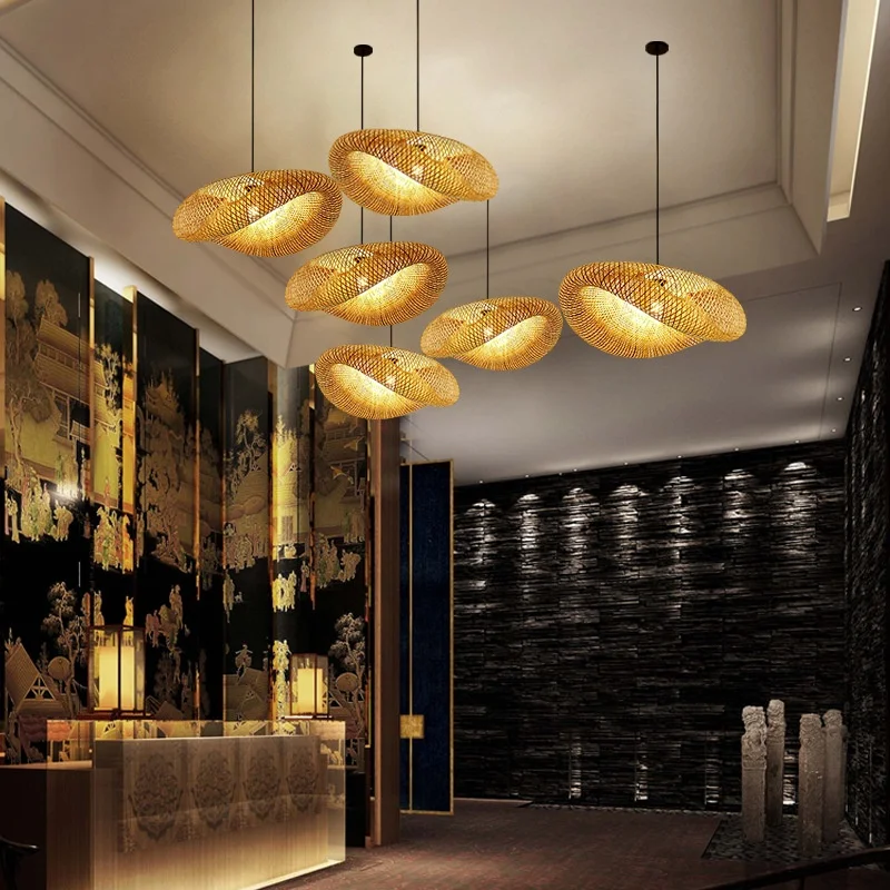 

Haoze Modern Bamboo Pendant Lights Bamboo Lamp Asia Restaurant Hotel Pendant Lamp For Living Room Hanging Kitchen Lamp