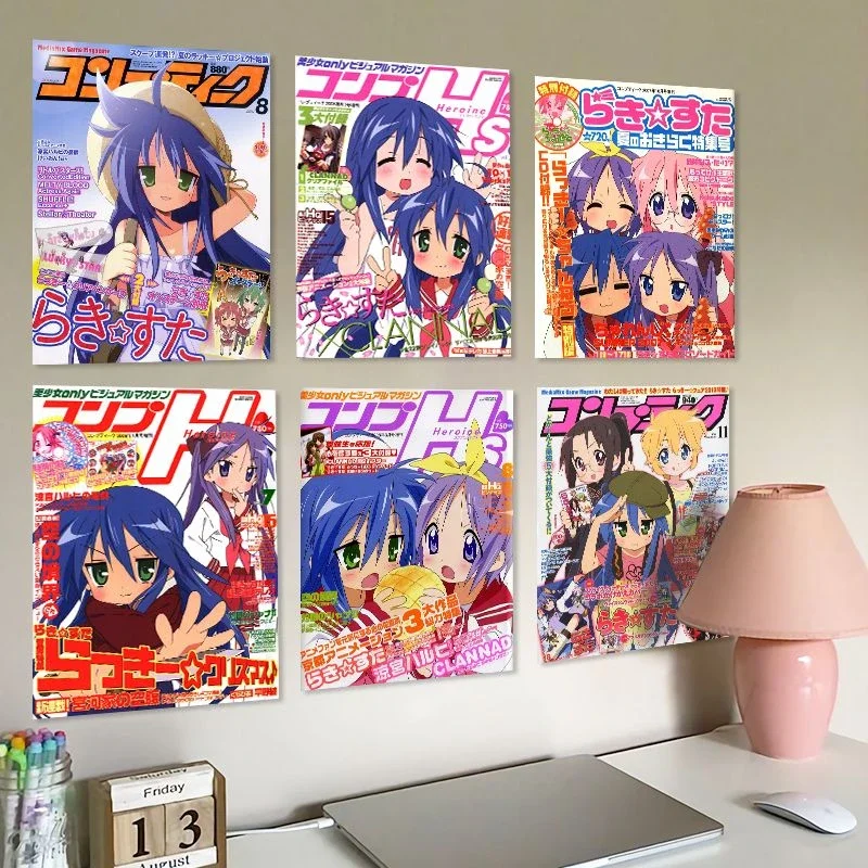 20 листов/компл. Lucky Star Kawaii аниме наклейки плакат стикер на стену Izumi Konata Hiiragi Kagami украшения для общежития обои
