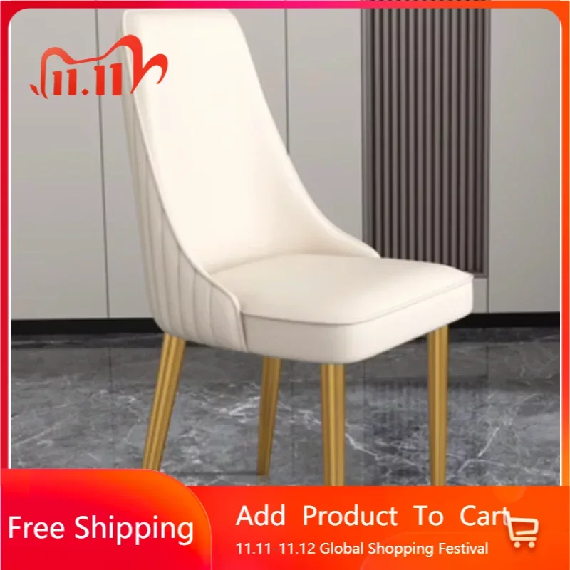 

Leather Modern Dining Chair Accent Throne Metal Luxury Dining Chair Foldable Designer Cadeiras De Jantar Kitchen Furniture DC059