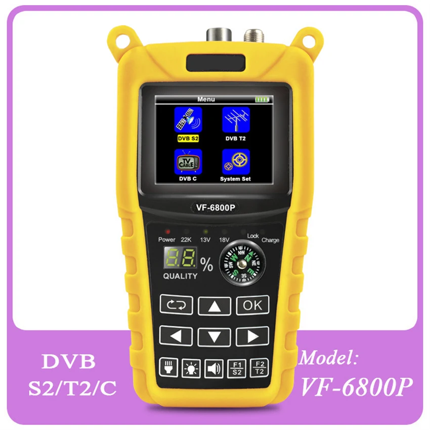 Satellite Finder Combo Support DVB-T2/DVB S2/DVB C Sat Finder Meter For Satellite TV Receiver DVB T2 Tuner HD Digital Satfinder