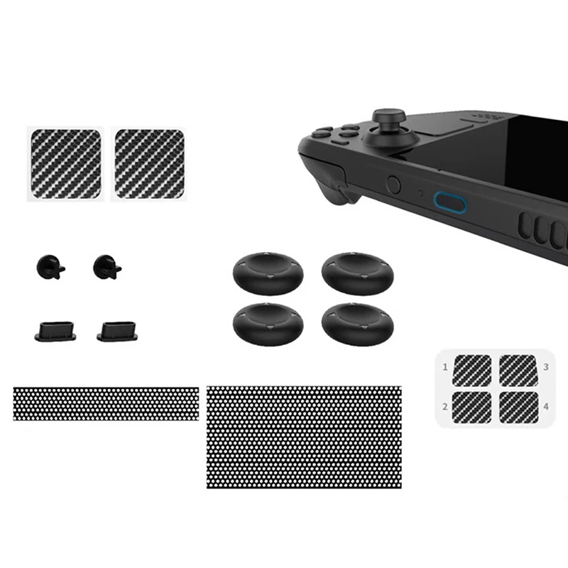

1Set For Steam Deck Game Controller Dust Plug Game Console Thumbstick Cap Dust Net Protective Stickers Set Accessories