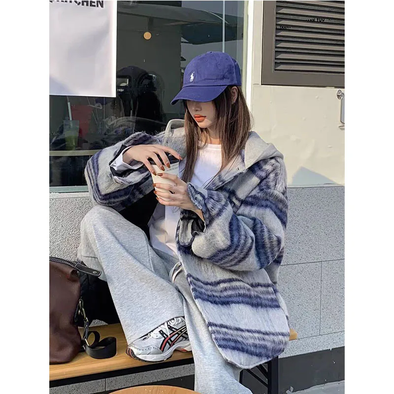 Женская винтажная рубашка с длинным рукавом в клетку большого размера на осень и