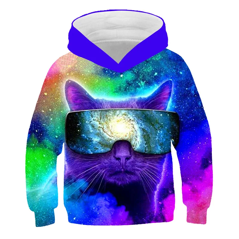 Новинка 2022 милые толстовки с котом для девочек-подростков Детская толстовка 3D