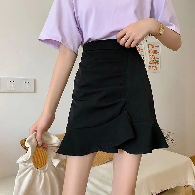 

Summer New Irregular High Waisted Skirt Solid Color Slim All-match A-line Skirt Youth Fashion Casual Women Clothing