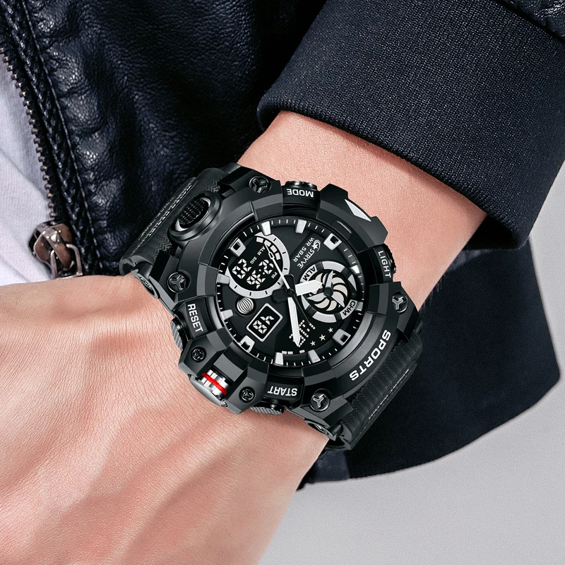 2023 New STRYVE Men's Watch Fashion Trend Double Movement Men's Watch Luminous Calendar Multifunctional Waterproof Watches 8027