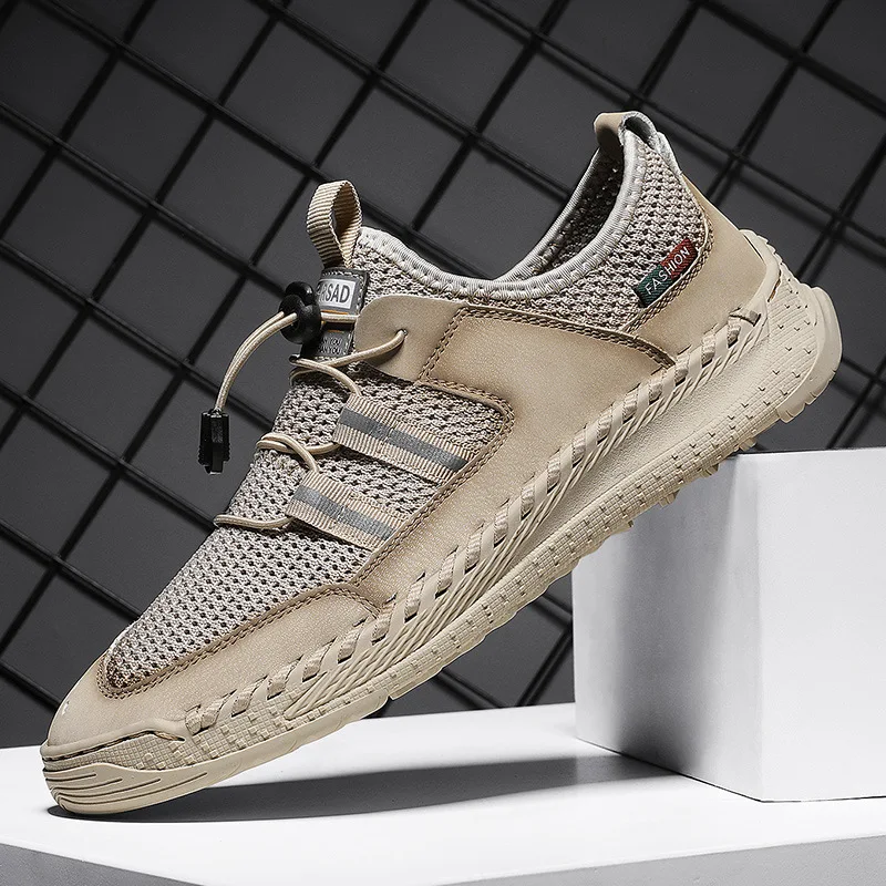 

Autumn New Casual Mesh Shoes Plus Size Breathable Men's Sandals Elastic Band Men Beach Shoes Round Toe Outdoor Men's Sandals