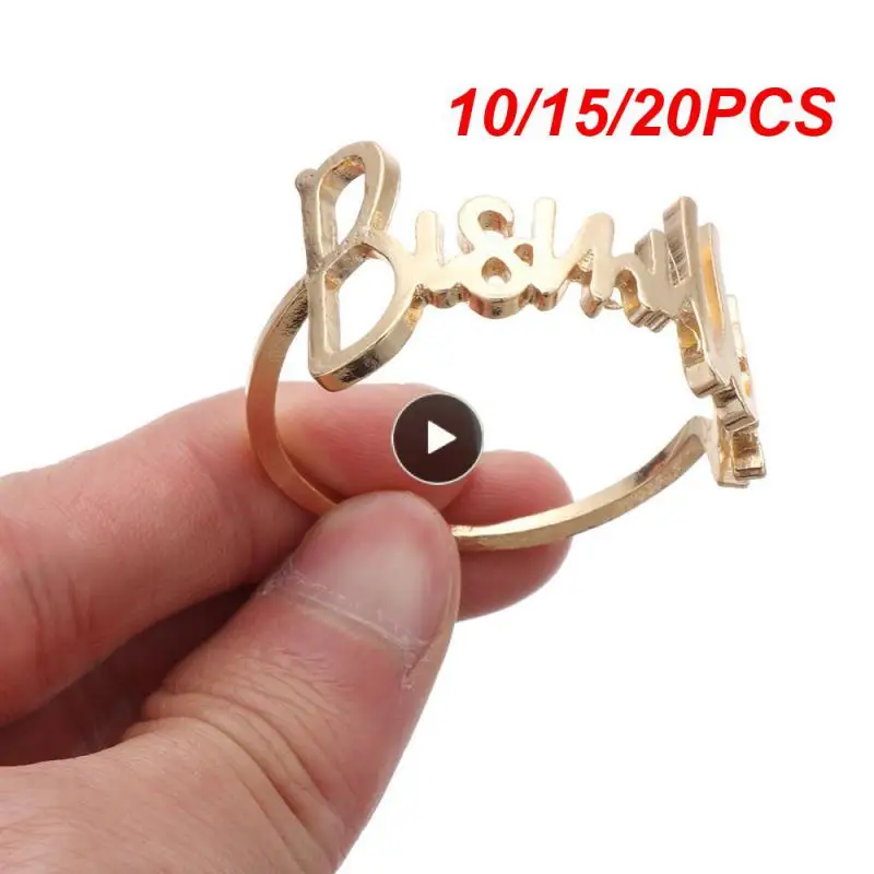 

10/15/20PCS Wedding Party Supplies Hotel Wedding Napkin Ring Wedding Favors Birthday Party Letter Napkin Ring Gold Silver Color