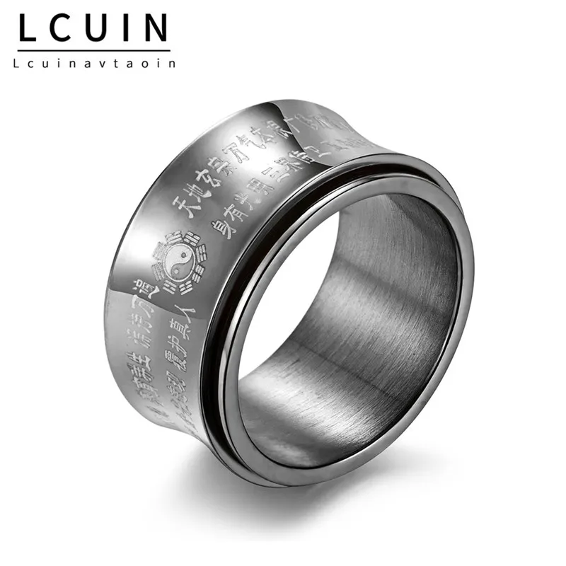 Кольцо мужское вращающееся из титановой стали с китайским языком | Украшения и