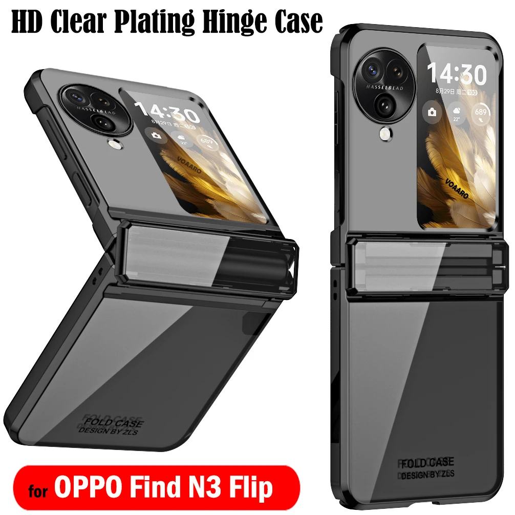 

Protective Funda for OPPO Find N3 Flip 5g Case HD Transparent Clear Plating Leveling Hinge Cover for OPPO Find N3 Flip Case Capa