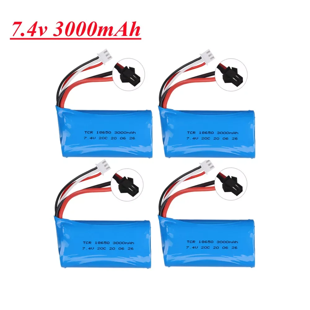 

NEW 7.4V 3000mAh 18650 Lipo Batery for WPL MN99S D90 U12A S033g Q1 H101 Rc Boats Cars Tanks Drones Parts 2s 7.4v Battery SM Plug
