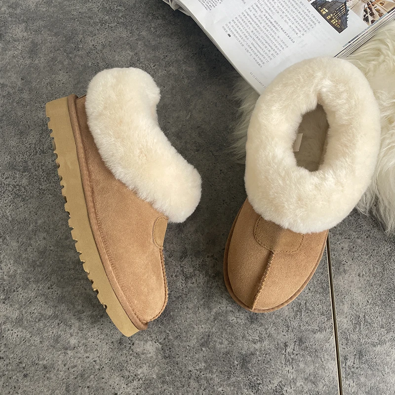 Aobreugg 2023 новые зимние сапоги с очень толстым натуральным мехом шерстяная Женская