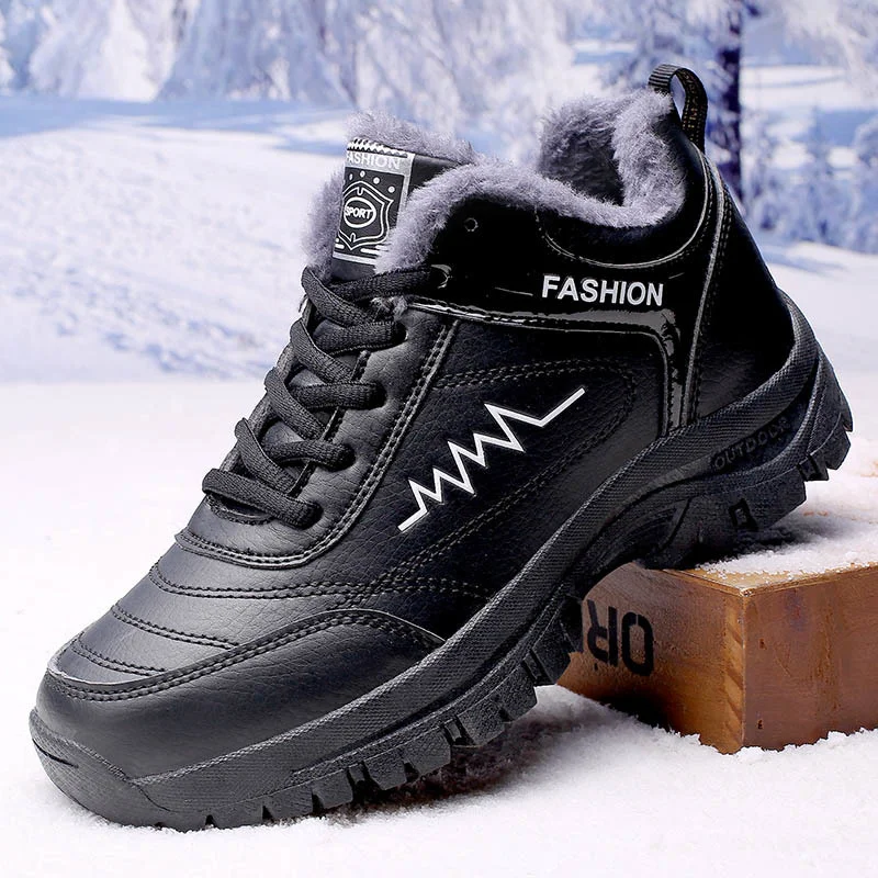 Winter Man Outdoor Ankle Snow Boots Plus Size Sneaker Leather Boots Women Men Shoes Waterproof Boot Man Plush Keep Warm Sneakers