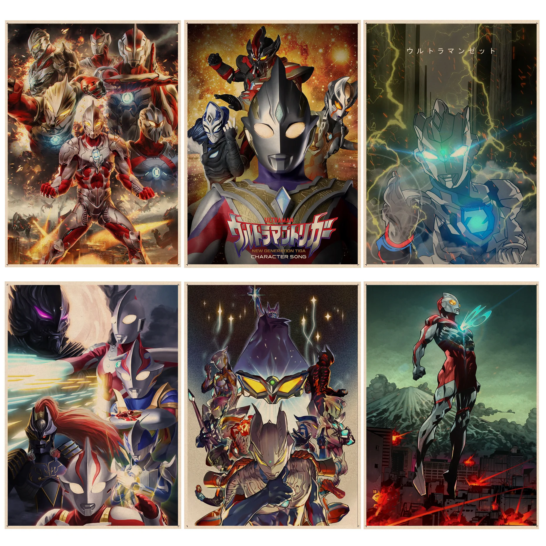 

BANDAI Ultraman DIY Poster Vintage Room Bar Cafe Decor Aesthetic Art Wall Painting