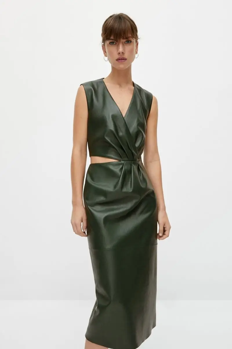 

Long Napa leather dress with slit