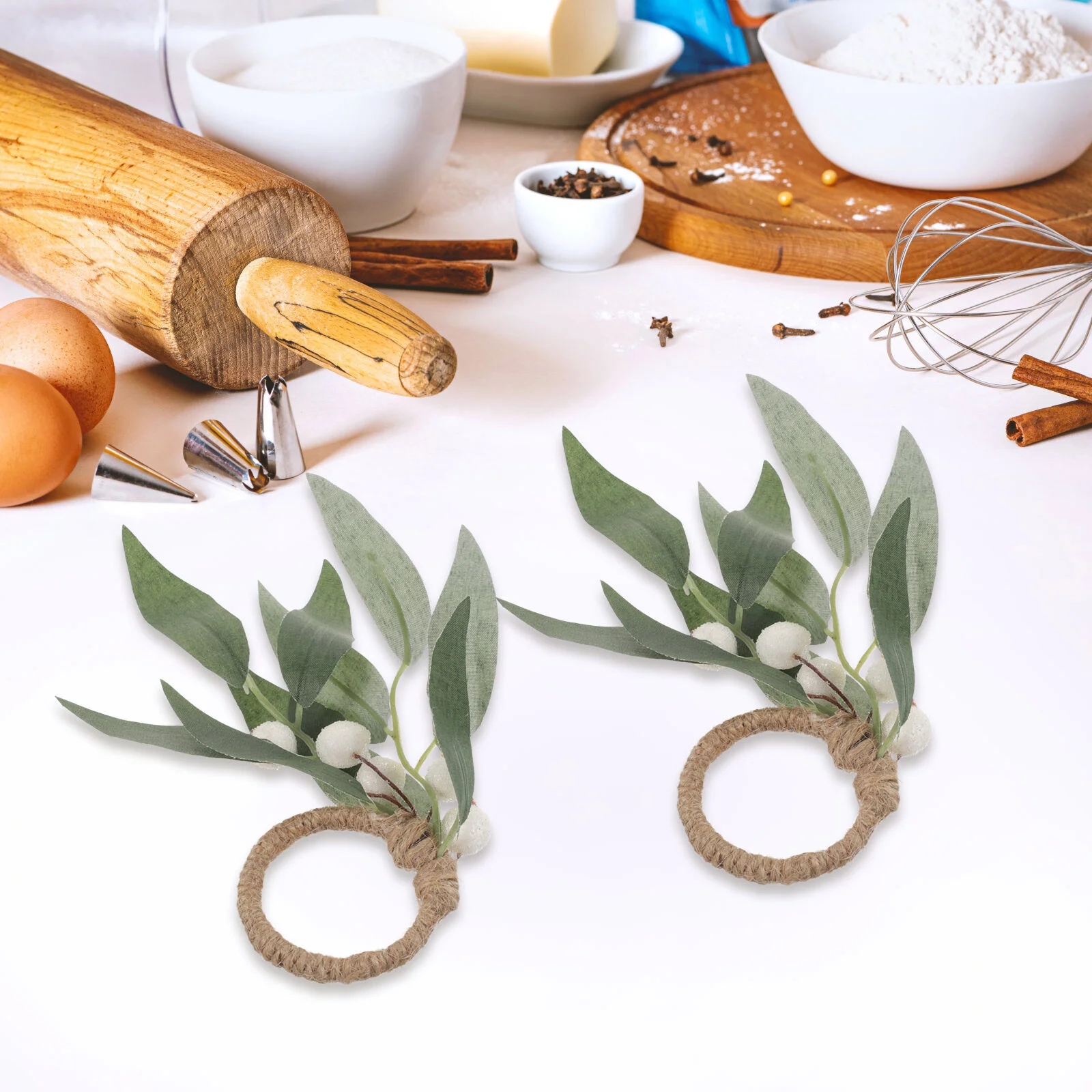 

2 Pcs Rope Leaf Napkin Rings Decorative Outdoor Holders Tables Reusable Serviette Buckle Chic Delicate