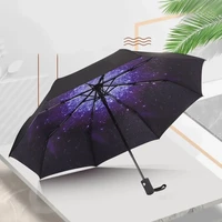 fully automatic foldable umbrella unisex strong 8 bone wind proof 3 fold outdoor travel sunshade shading uv dual use sunny