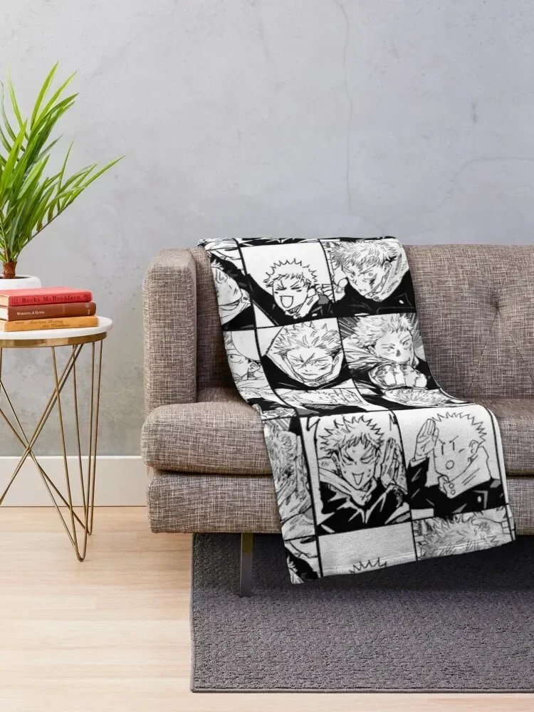 Itadori yuji манга Коллаж-черно-белая версия плед одеяло мягкая большая фланелевая